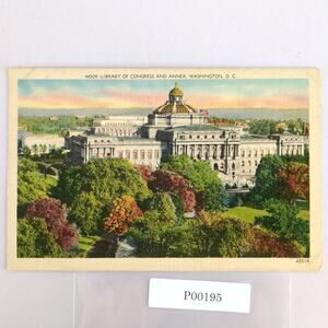 Vintage Washington DC Linen Postcard Library of Congress & Annex Building 1940